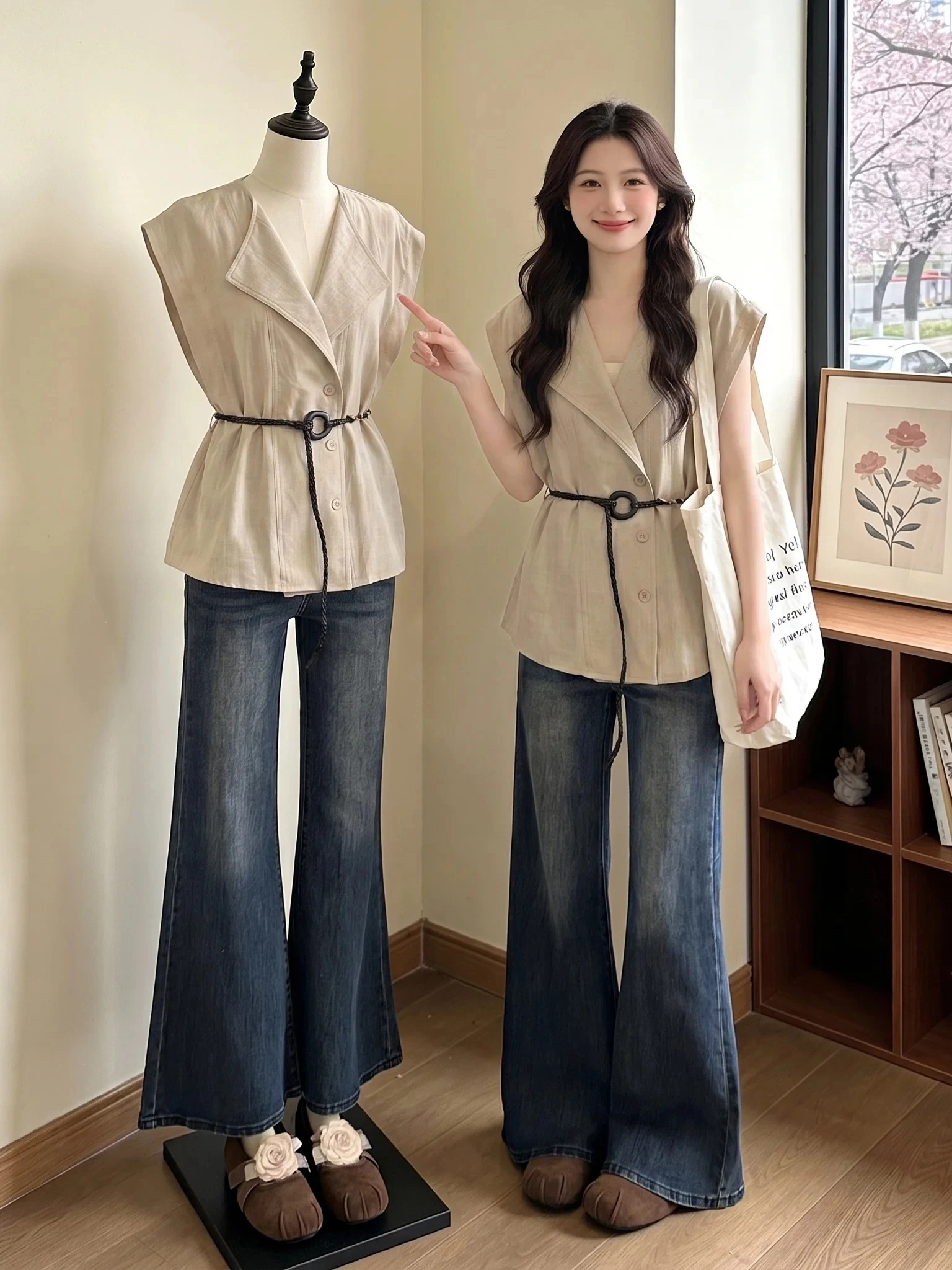 Khaki V-neck Shirt Jacket Women's plus Size Belted Waist Spring Summer New Style Commute Korean Loose Fit Short Sleeve
Khaki V-neck Shirt Jacket Women's plus Size Belted Waist Spring Summer New Style Commute Korean Loose Fit Short Sleeve