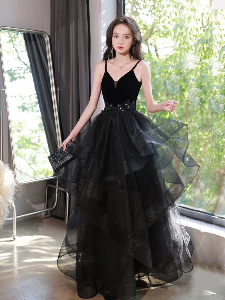 Black Prom Dress Female 2025 New French Sexy V-neck Spaghetti Straps Tiered RUFFLES Floor-length Graduation Party Dresses
Black Prom Dress Female 2025 New French Sexy V-neck Spaghetti Straps Tiered RUFFLES Floor-length Graduation Party Dresses