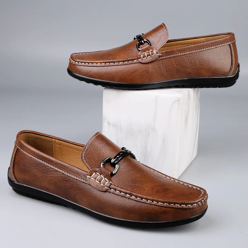 Genuine Leather Business Metal Buckle Loafers Men Casual Shoes Brand Soft Men Moccasins Breathable Slip on Black Driving Shoes
Genuine Leather Business Metal Buckle Loafers Men Casual Shoes Brand Soft Men Moccasins Breathable Slip on Black Driving Shoes