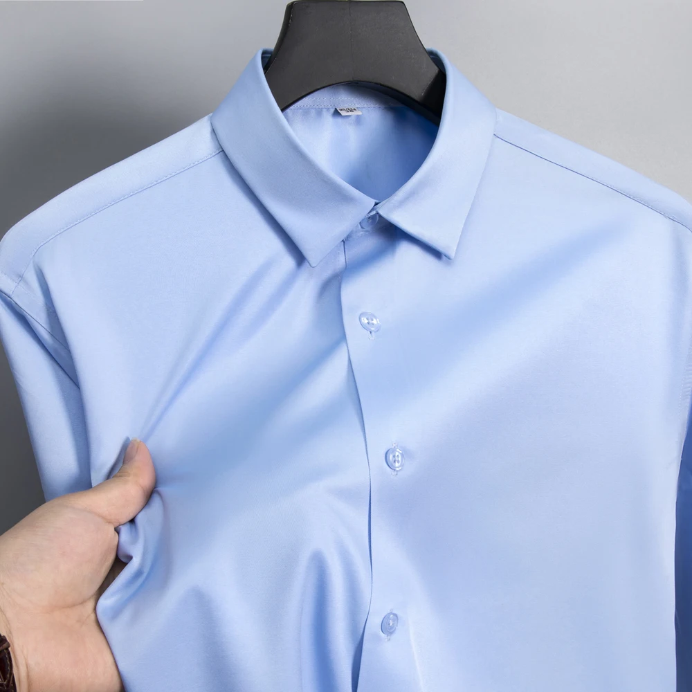 Non-iron, anti-wrinkle, drape men's shirt, long sleeve, business casual, formal fitting, gray ice silk shirt
Non-iron, anti-wrinkle, drape men's shirt, long sleeve, business casual, formal fitting, gray ice silk shirt