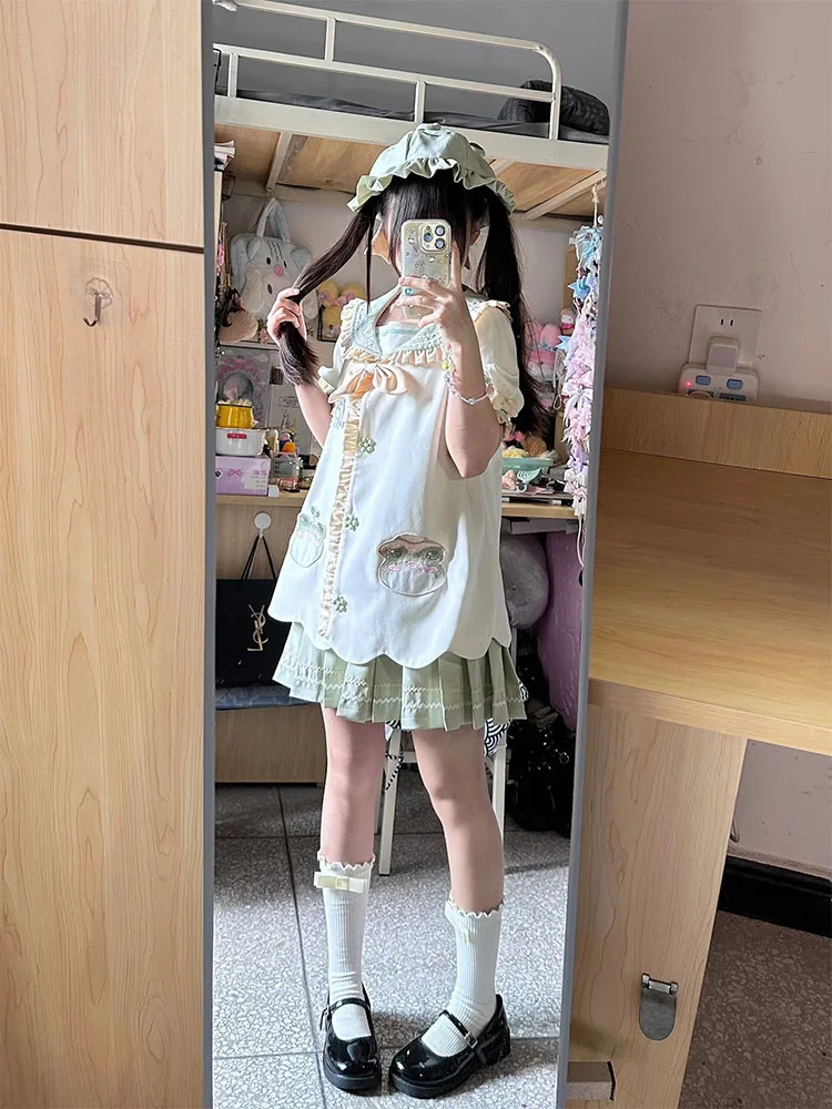 Summer Cute Grass Color Highlighting White Top Soft Girl JK Set Small Size Clothing Accessories Other Materials
Summer Cute Grass Color Highlighting White Top Soft Girl JK Set Small Size Clothing Accessories Other Materials