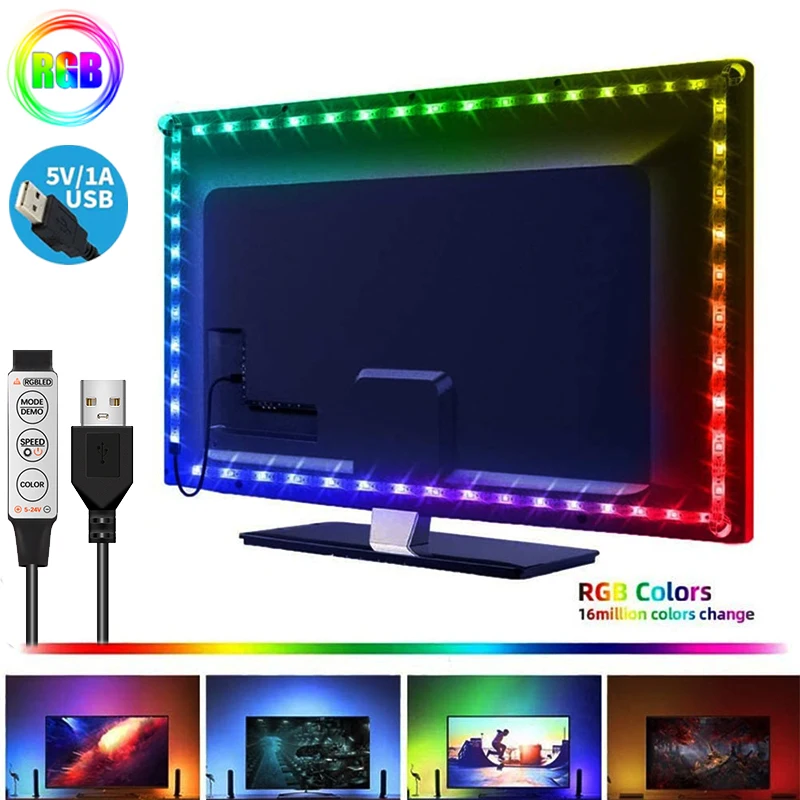 Led Strip Lights Tv Backlight Smart Rgb Controler 5V Usb Rgb LED Tape 5050 Led Lights For TV Background Neon Strips Lights
Led Strip Lights Tv Backlight Smart Rgb Controler 5V Usb Rgb LED Tape 5050 Led Lights For TV Background Neon Strips Lights