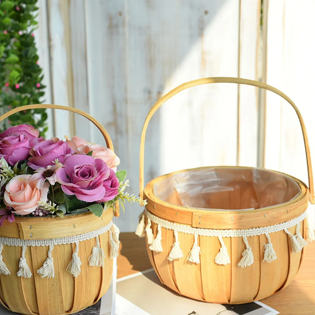 Woven Flower Basket with Tassels Decorative Wood Storage Container for Home Wedding Party Centerpiece Handmade Natural Fiber
Woven Flower Basket with Tassels Decorative Wood Storage Container for Home Wedding Party Centerpiece Handmade Natural Fiber