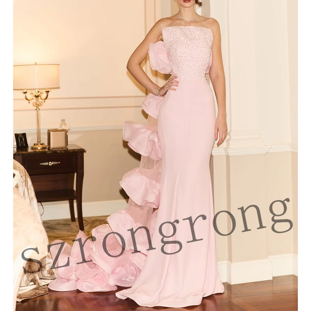 Customized Bridesmaid Gown Off Shoulder Beaded Crystal Evening Bridal Dress Backless Ruffles Floor Length Prom Party Dress Train
Customized Bridesmaid Gown Off Shoulder Beaded Crystal Evening Bridal Dress Backless Ruffles Floor Length Prom Party Dress Train