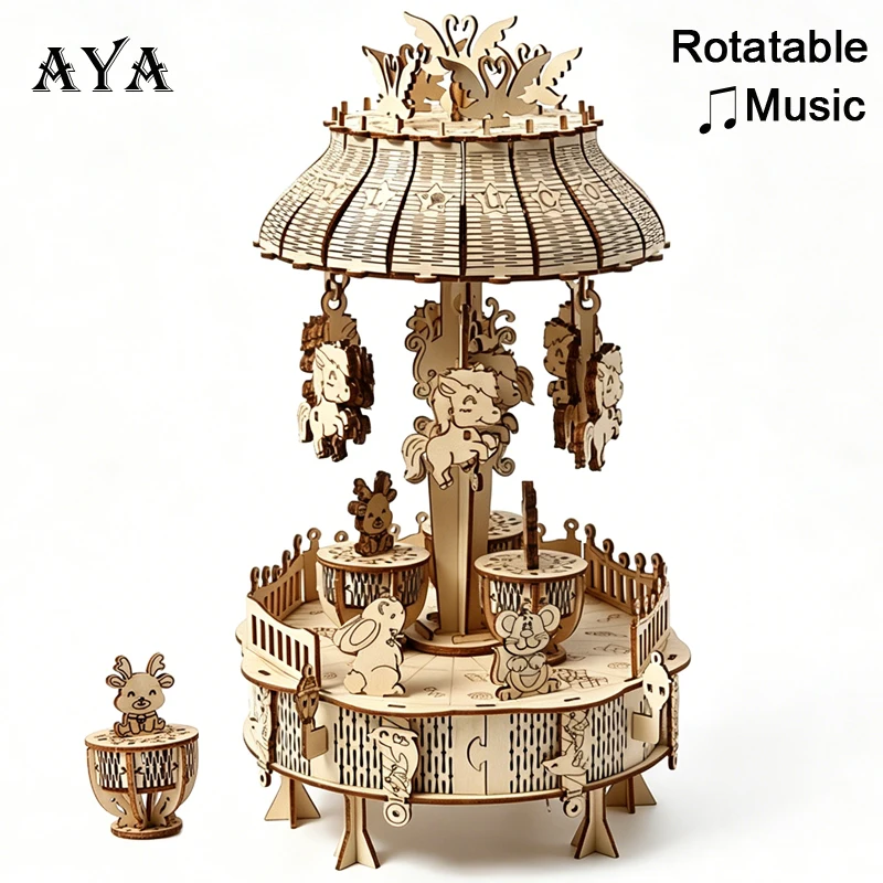 Rotating Carousel 3D Wooden Puzzle Rotatable Music Box DIY Assembly Model Kits Toy Jigsaw Puzzles for Friends Birthday Gifts
Rotating Carousel 3D Wooden Puzzle Rotatable Music Box DIY Assembly Model Kits Toy Jigsaw Puzzles for Friends Birthday Gifts