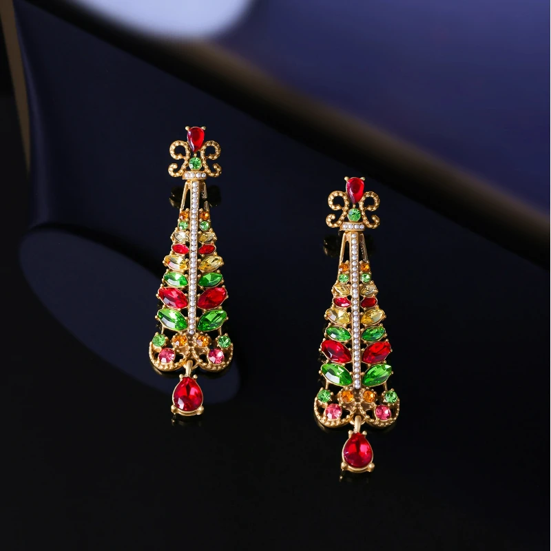 New Colorful Rhinestone Stud Christmas Tree Earrings Temperament High-end Personality Earrings Medieval Vintage Earrings Classic
New Colorful Rhinestone Stud Christmas Tree Earrings Temperament High-end Personality Earrings Medieval Vintage Earrings Classic