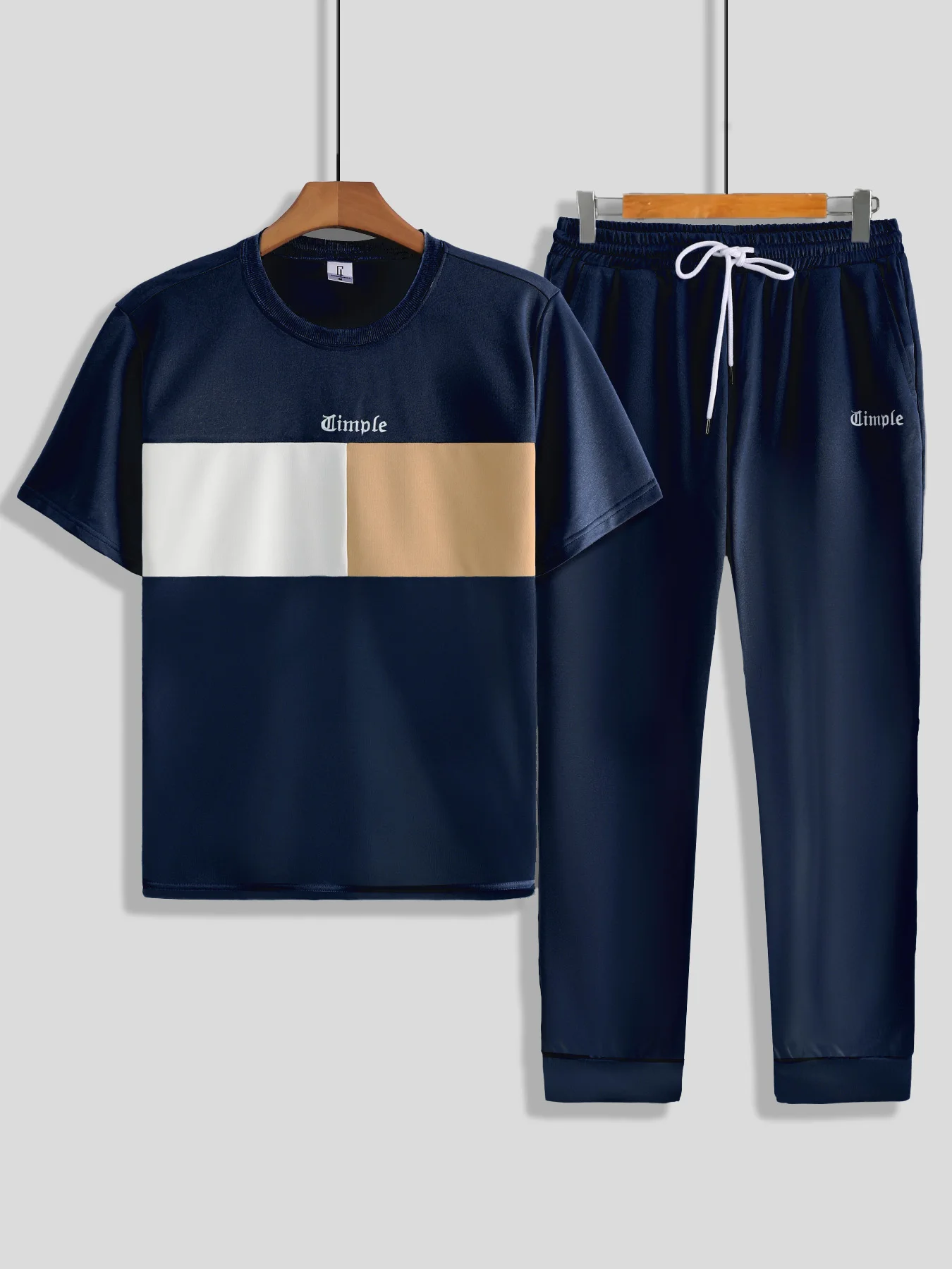 Men's 2 Piece Tracksuit, Short Sleeve Top & Jogger Pants with Embroidery
Men's 2 Piece Tracksuit, Short Sleeve Top & Jogger Pants with Embroidery