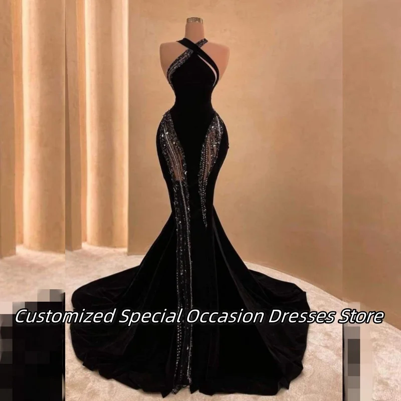 Graceful Black Halter Beading Sequin Evening Dresses For Nigrian Girls Long Mermaid Prom Dress Luxurious Party Gowns Customized
Graceful Black Halter Beading Sequin Evening Dresses For Nigrian Girls Long Mermaid Prom Dress Luxurious Party Gowns Customized