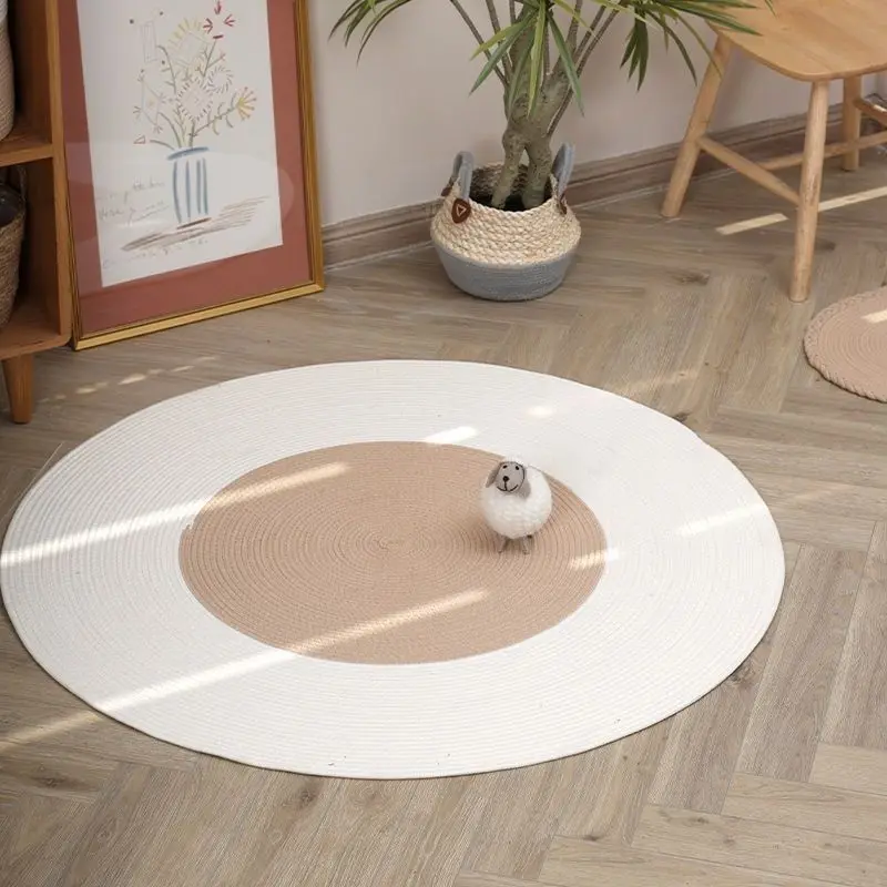 Nordic Style Hand Woven Cotton Round Rug Floor Mat Decorative Minimalist Bedside Floor Carpet Mat Household Washable Cushion
Nordic Style Hand Woven Cotton Round Rug Floor Mat Decorative Minimalist Bedside Floor Carpet Mat Household Washable Cushion
