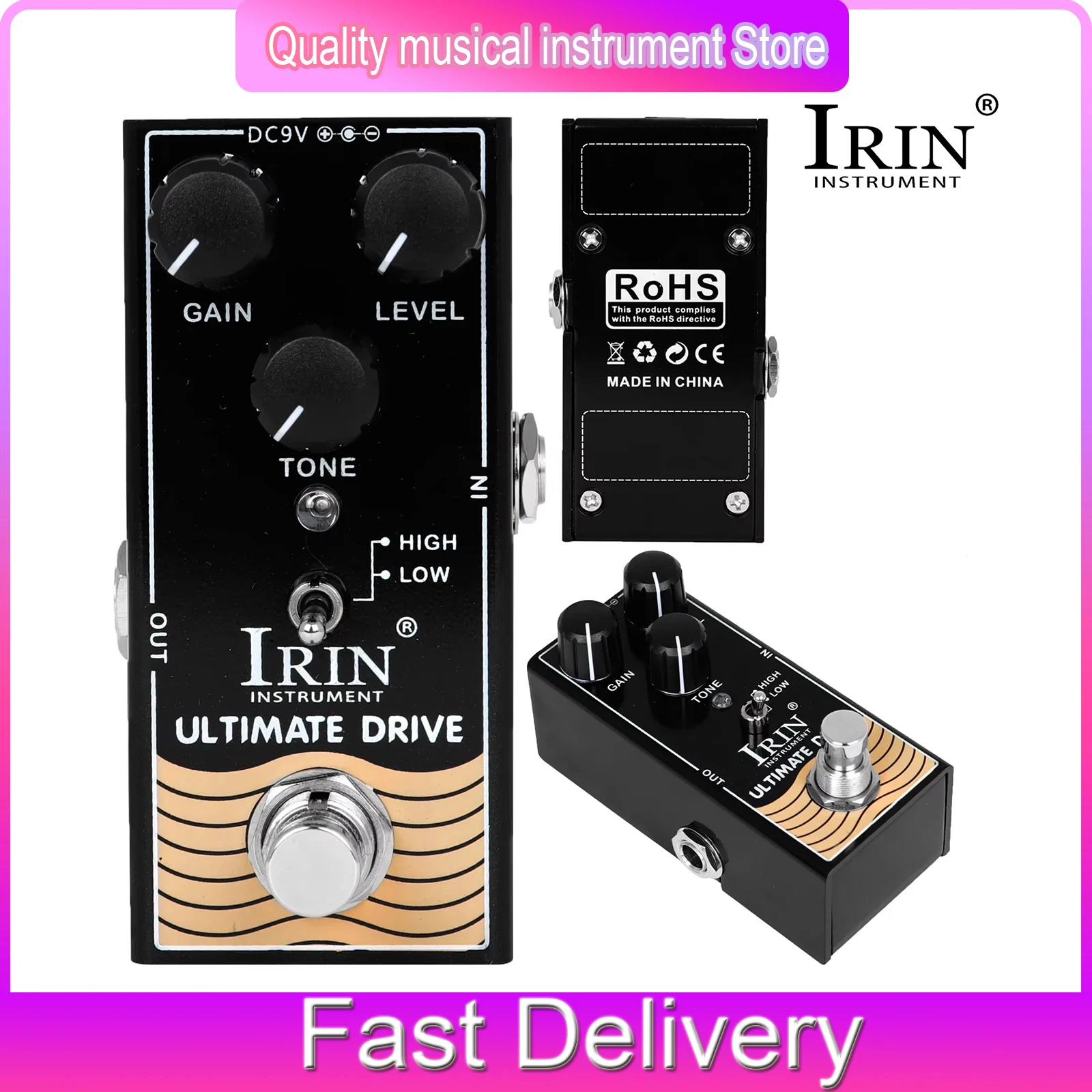 IRIN RF-02 Electric Guitar Effects Pedal ULTIMATE DRIVE Monoblock Effects True Bypass Designed Electric Guitar Instruments Parts
IRIN RF-02 Electric Guitar Effects Pedal ULTIMATE DRIVE Monoblock Effects True Bypass Designed Electric Guitar Instruments Parts