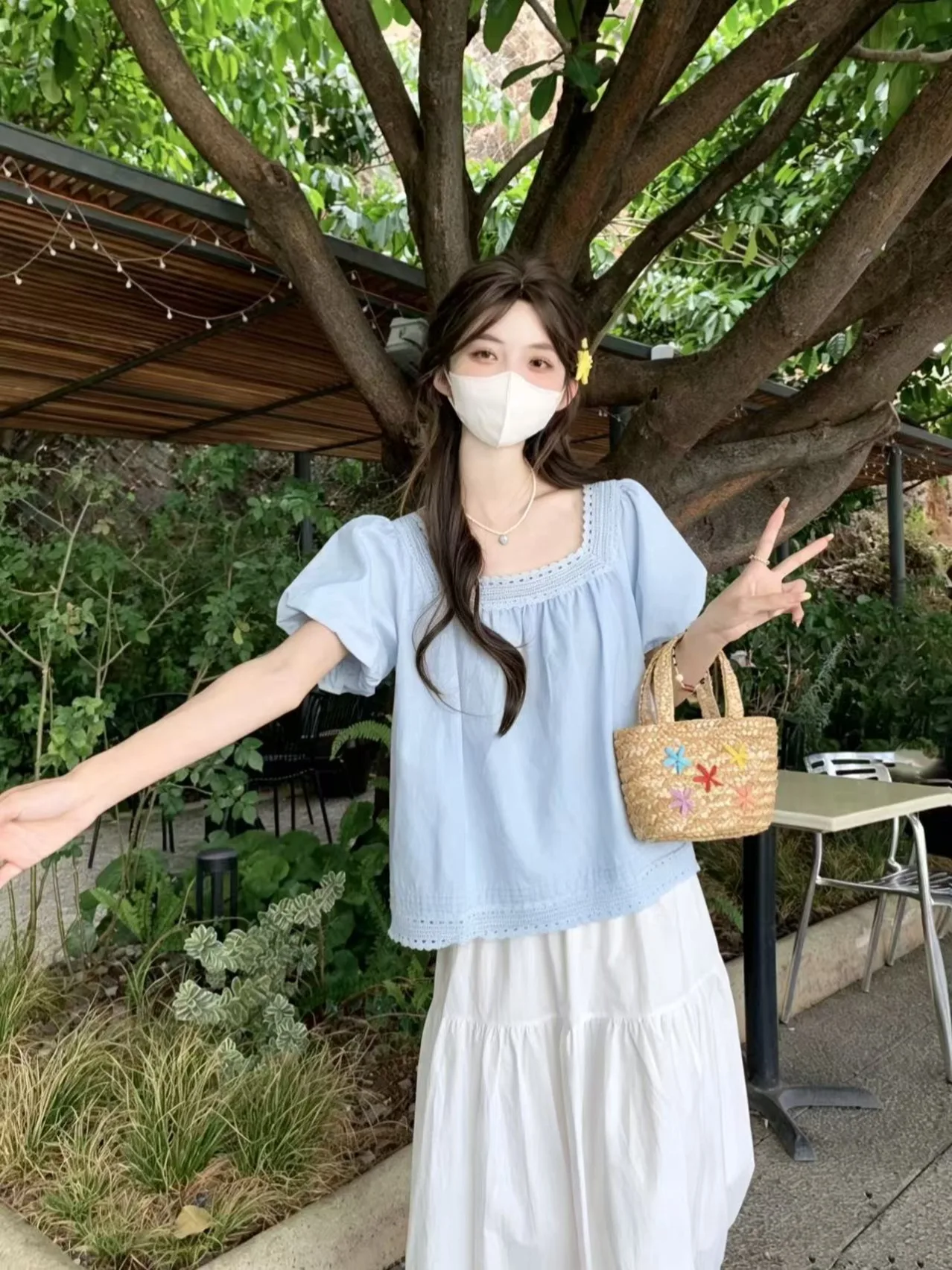 Sweet Lace Splicing Hollow out Bubble Sleeve Shirt Women's Summer Thin Loose Slimming Short Sleeve Top Korean Style Commute
Sweet Lace Splicing Hollow out Bubble Sleeve Shirt Women's Summer Thin Loose Slimming Short Sleeve Top Korean Style Commute