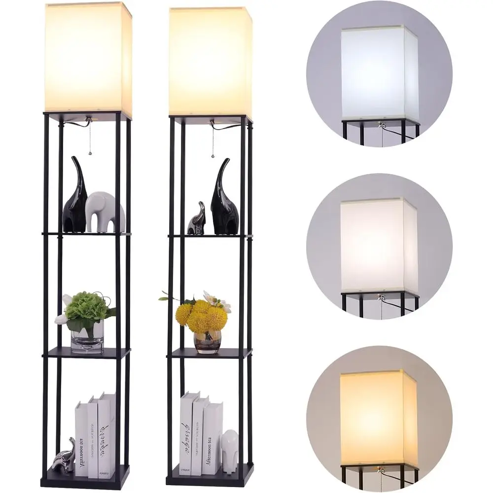Modern 3-Color Temperature Floor Lamp with Shelves - Ideal for Living Room, Bedroom, and Office (Black, 2-Pack)
Modern 3-Color Temperature Floor Lamp with Shelves - Ideal for Living Room, Bedroom, and Office (Black, 2-Pack)