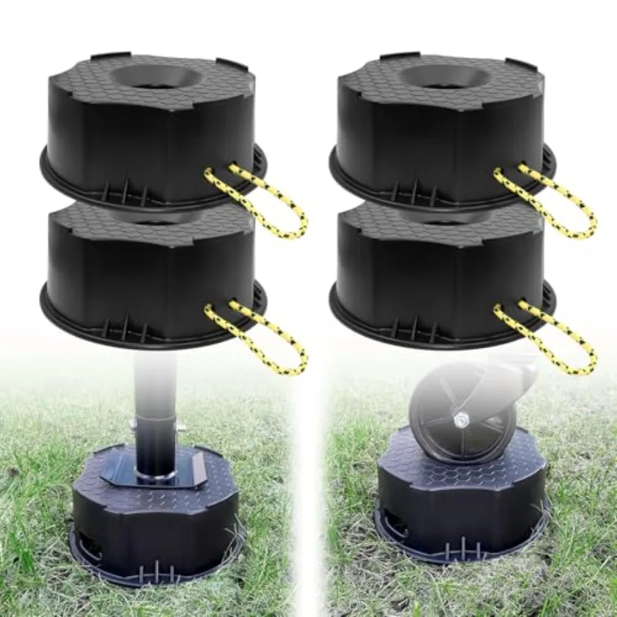 RV trailer jack blocks for leveling and stabilizing travel trailers, durable black polypropylene, 4-pack set with non-slip surf
RV trailer jack blocks for leveling and stabilizing travel trailers, durable black polypropylene, 4-pack set with non-slip surf