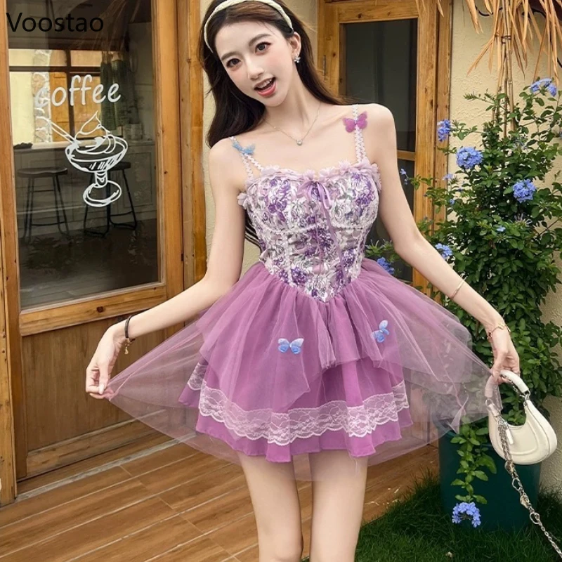 French Style Sweet Fairy Dress Women Cute Bow Lace Ruffles Mesh Mini Princess Dresses Y2k Lolita Party Elegant Purple Sexy Dress
French Style Sweet Fairy Dress Women Cute Bow Lace Ruffles Mesh Mini Princess Dresses Y2k Lolita Party Elegant Purple Sexy Dress