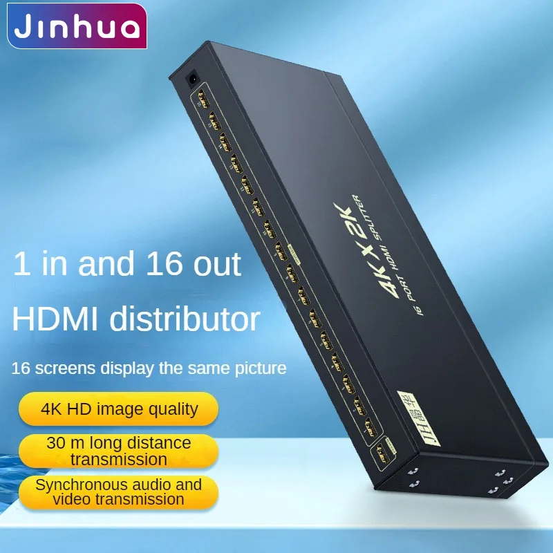 JINGHUA 4K 1x16 HDMI Splitter, 1 Input to 16 Outputs Video Distributor for Simultaneous Display on 16 TVs/Monitors/Projectors
JINGHUA 4K 1x16 HDMI Splitter, 1 Input to 16 Outputs Video Distributor for Simultaneous Display on 16 TVs/Monitors/Projectors