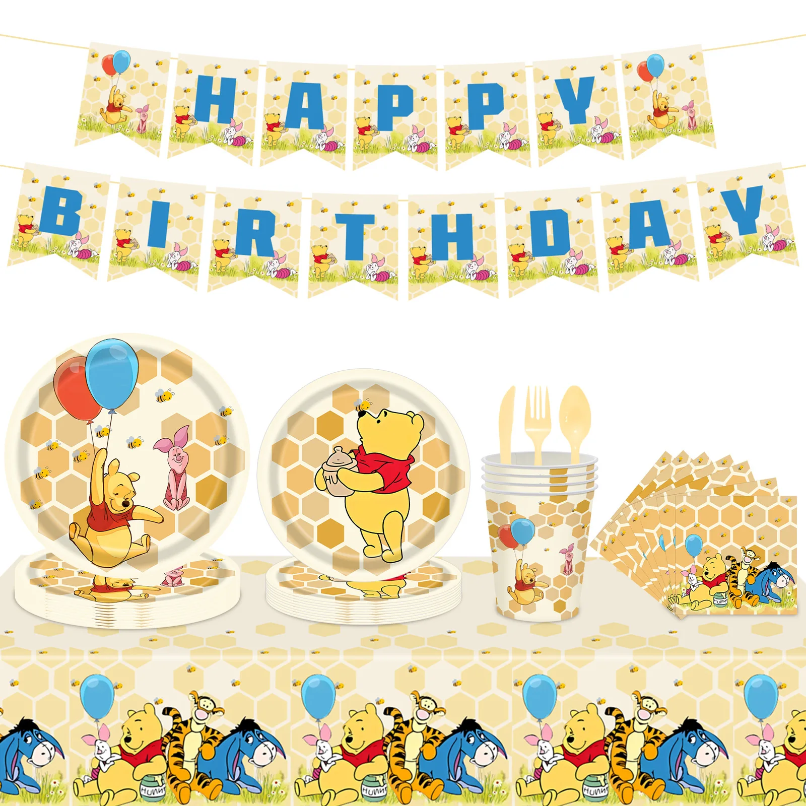 Disney Winnie The Pooh Party Supplies Disposable Tableware Napkin Cup Plate Pendant for Kid Boy Birthday Baby Shower Decorations
Disney Winnie The Pooh Party Supplies Disposable Tableware Napkin Cup Plate Pendant for Kid Boy Birthday Baby Shower Decorations
