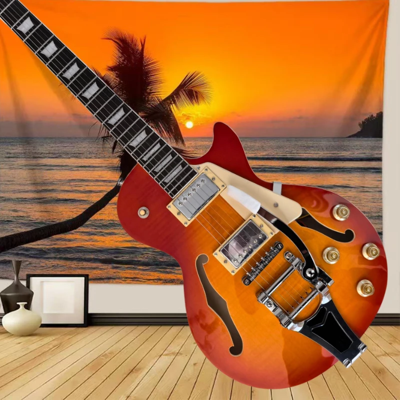 Sunburst Semi-Hollow Electric Guitar Jazz Style HH Pickup With Bigsby Tremolo Free Shipping Rock Music
Sunburst Semi-Hollow Electric Guitar Jazz Style HH Pickup With Bigsby Tremolo Free Shipping Rock Music