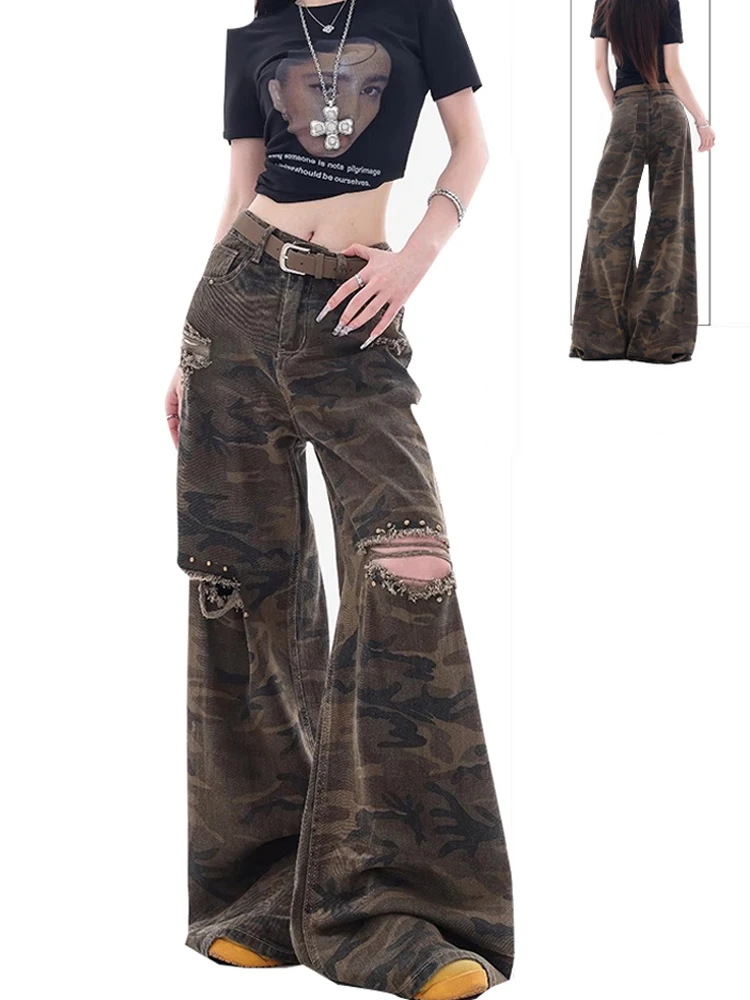 Уличные рваные новые свободные камуфляжные рваные джинсы в стиле ретро, женский дизайн, прямые легкие широкие брюки
Уличные рваные новые свободные камуфляжные рваные джинсы в стиле ретро, женский дизайн, прямые легкие широкие брюки