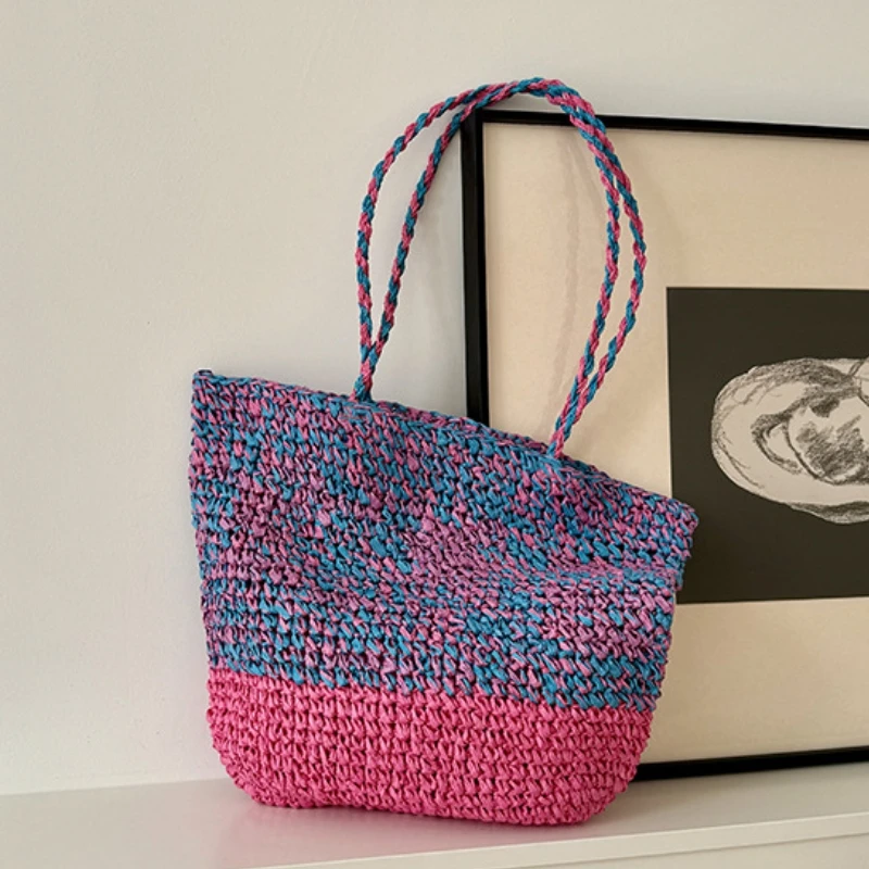 2026 New Casual Contrasting Colors Paper Weaving Shoulder Bag Hand-woven Design Large Capacity Beach Vacation Style Straw Bag
2026 New Casual Contrasting Colors Paper Weaving Shoulder Bag Hand-woven Design Large Capacity Beach Vacation Style Straw Bag