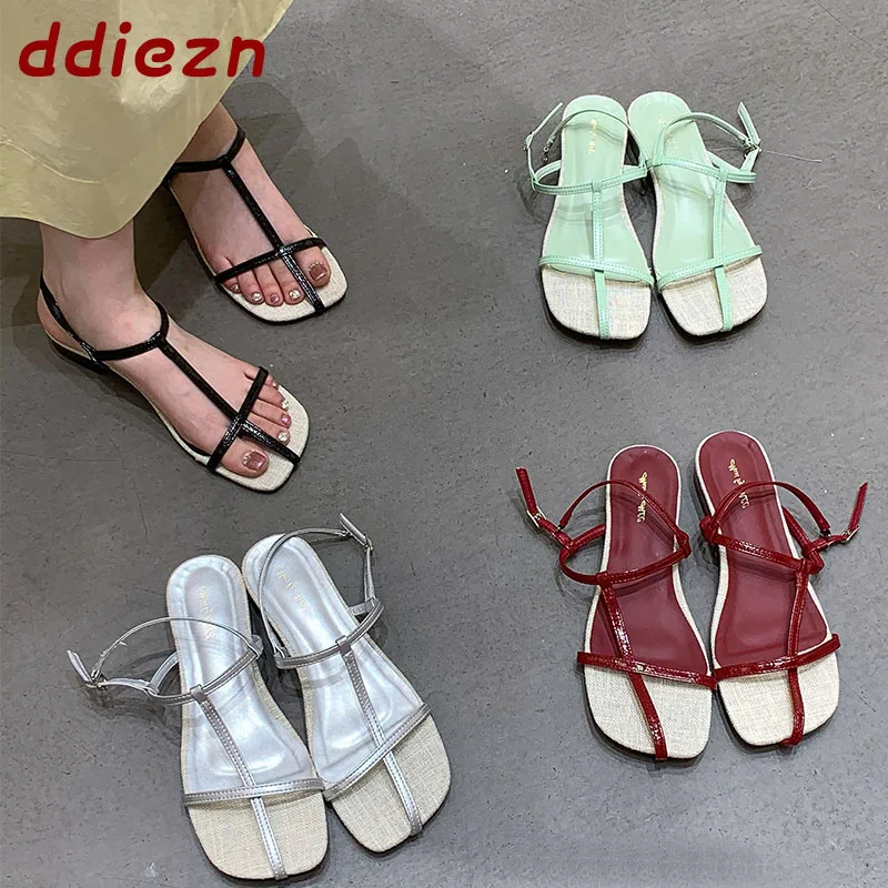 New Fashion T-Strap Women Sandals Flat Shoes Female Summer Spring Square Toe Dress Elegant Ladies Sandals Shoes
New Fashion T-Strap Women Sandals Flat Shoes Female Summer Spring Square Toe Dress Elegant Ladies Sandals Shoes