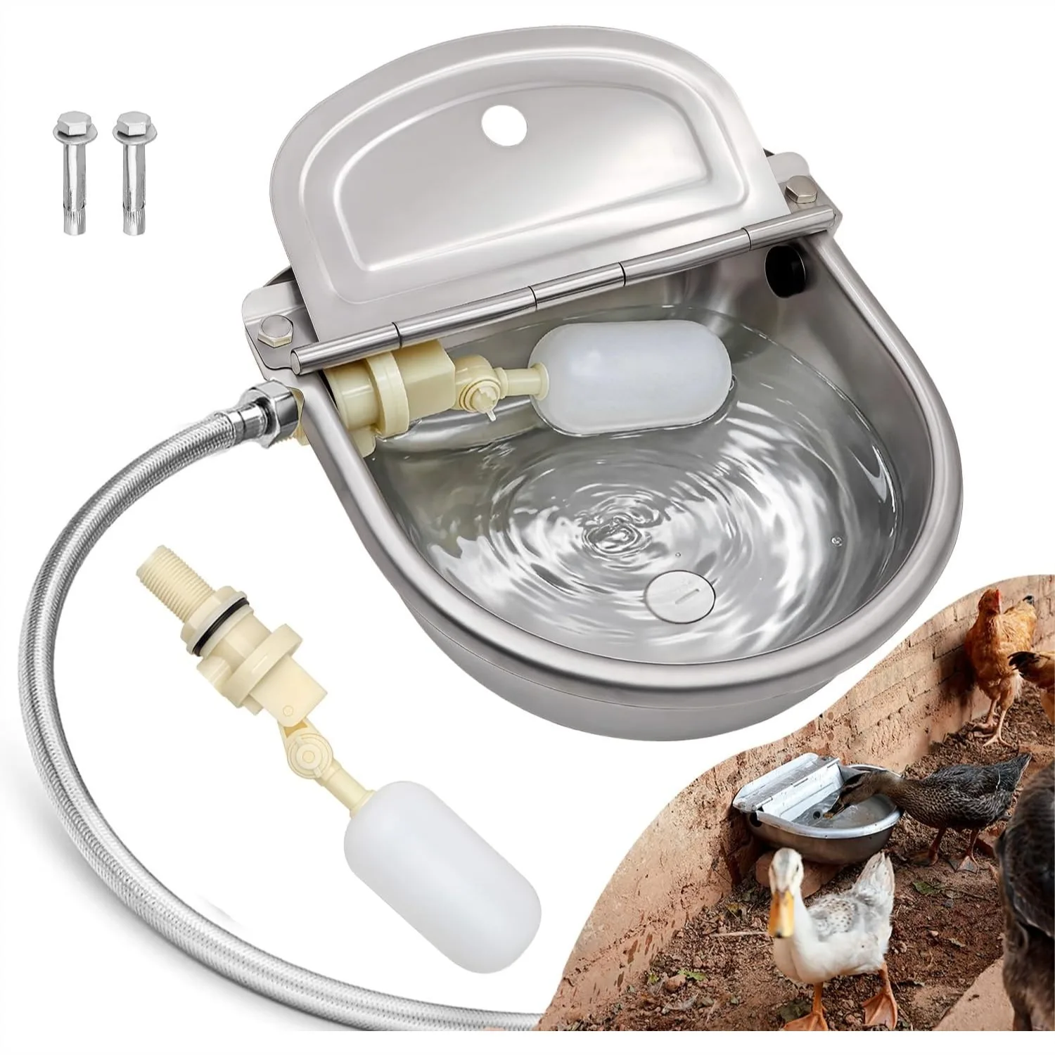 Automatic Water Dispenser for Dog, Stainless Steel Large Self-Filling Water Bowl for Poultry and Livestock, Easy Clean Pet
Automatic Water Dispenser for Dog, Stainless Steel Large Self-Filling Water Bowl for Poultry and Livestock, Easy Clean Pet