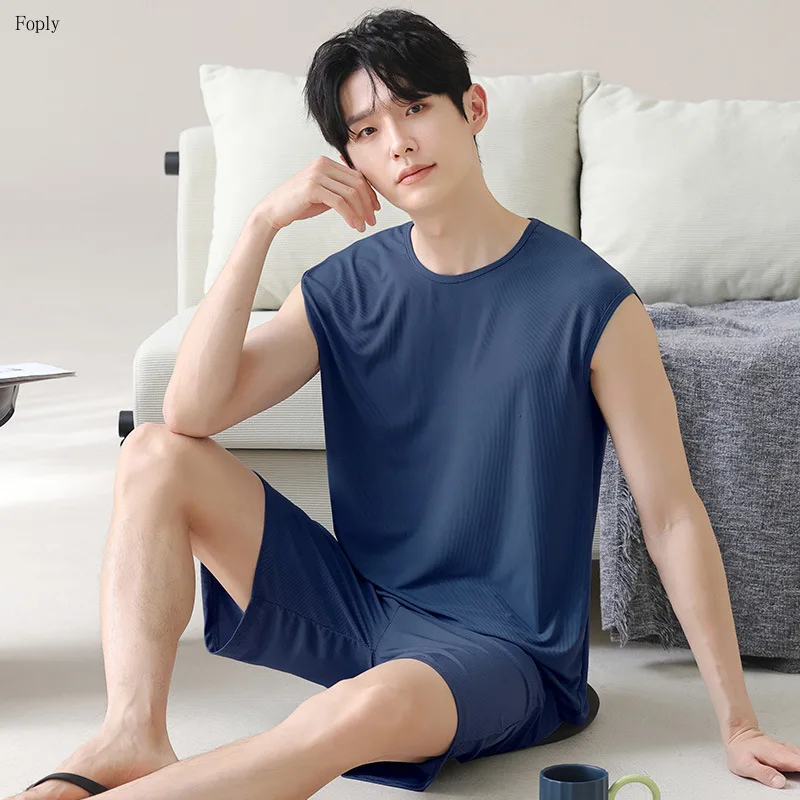Big Size 4XL Men's Pajamas Set Summer Thin Ice Silk Men's Sleepwear Round Neck Vest Shorts Pyjama Teen Casual Loose Hot Homewear
Big Size 4XL Men's Pajamas Set Summer Thin Ice Silk Men's Sleepwear Round Neck Vest Shorts Pyjama Teen Casual Loose Hot Homewear