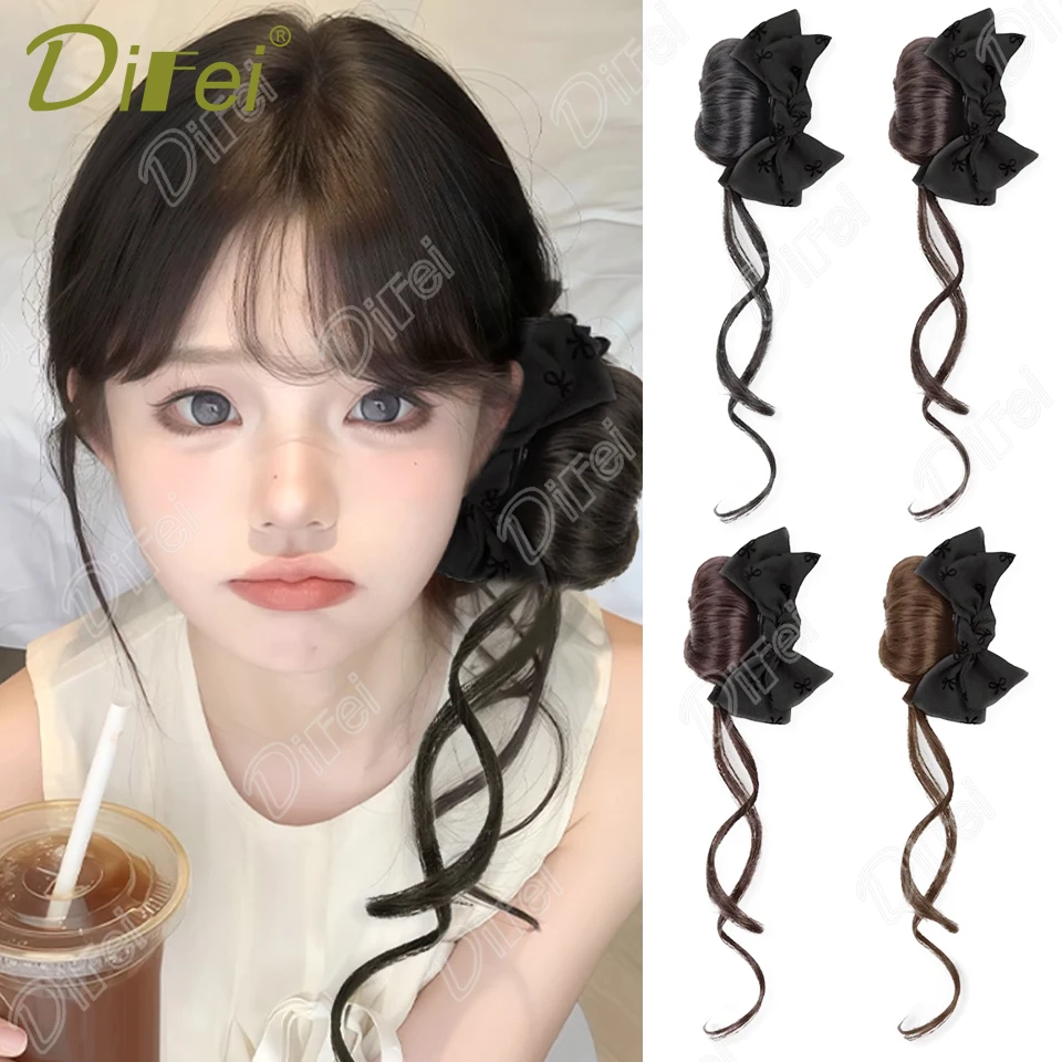 DIFEI Bow Doughnut Bun Synthetic Wig Female Black Bow Curly Doughnut Bun Clip In The Hair Synthetic Heat-resistant Wig
DIFEI Bow Doughnut Bun Synthetic Wig Female Black Bow Curly Doughnut Bun Clip In The Hair Synthetic Heat-resistant Wig