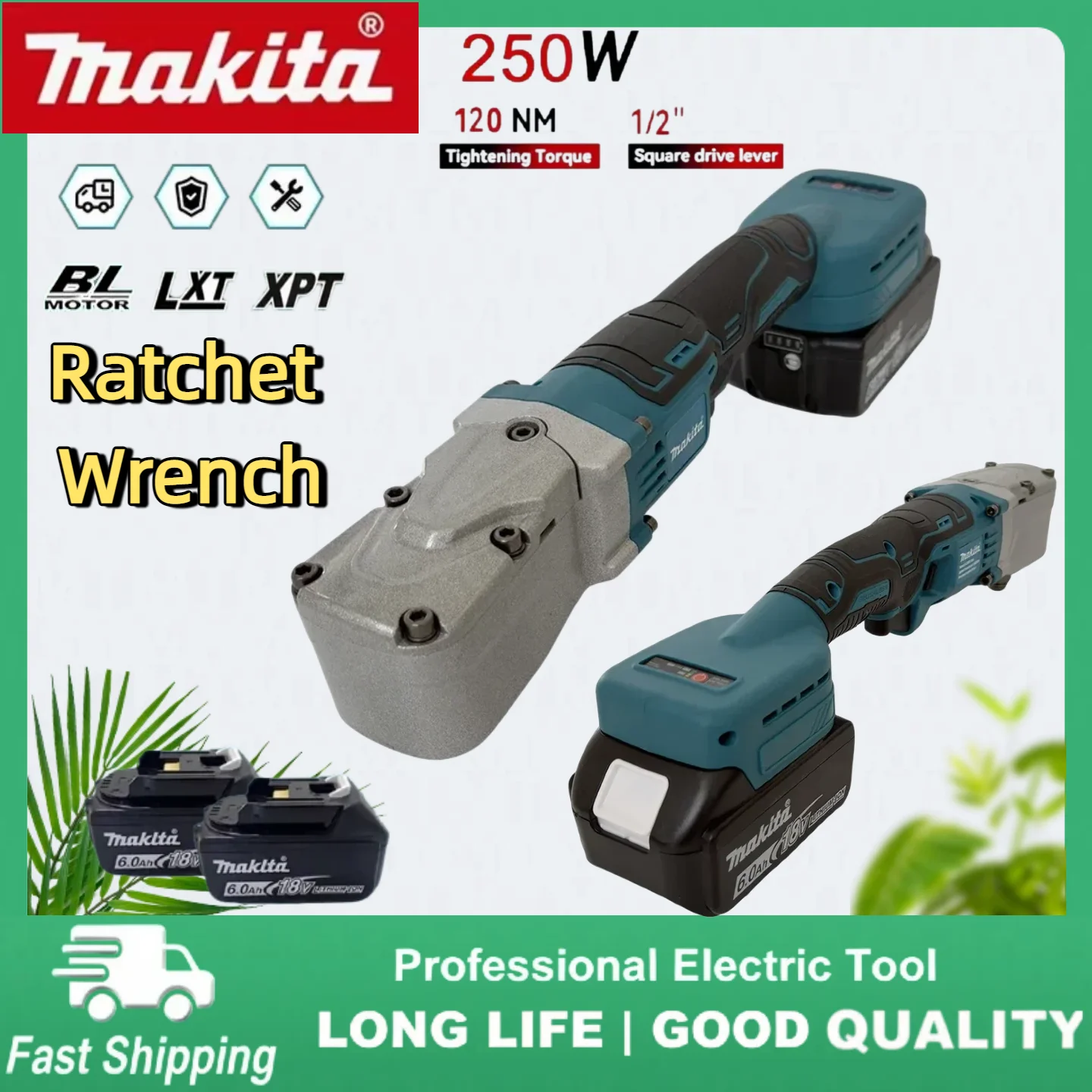 Makita 1200NM Brushless Cordless Ratchet Wrench 1/2'' Electric Driver Screw Nut Removal Car Repair Power Tools For 18V Battery
Makita 1200NM Brushless Cordless Ratchet Wrench 1/2'' Electric Driver Screw Nut Removal Car Repair Power Tools For 18V Battery