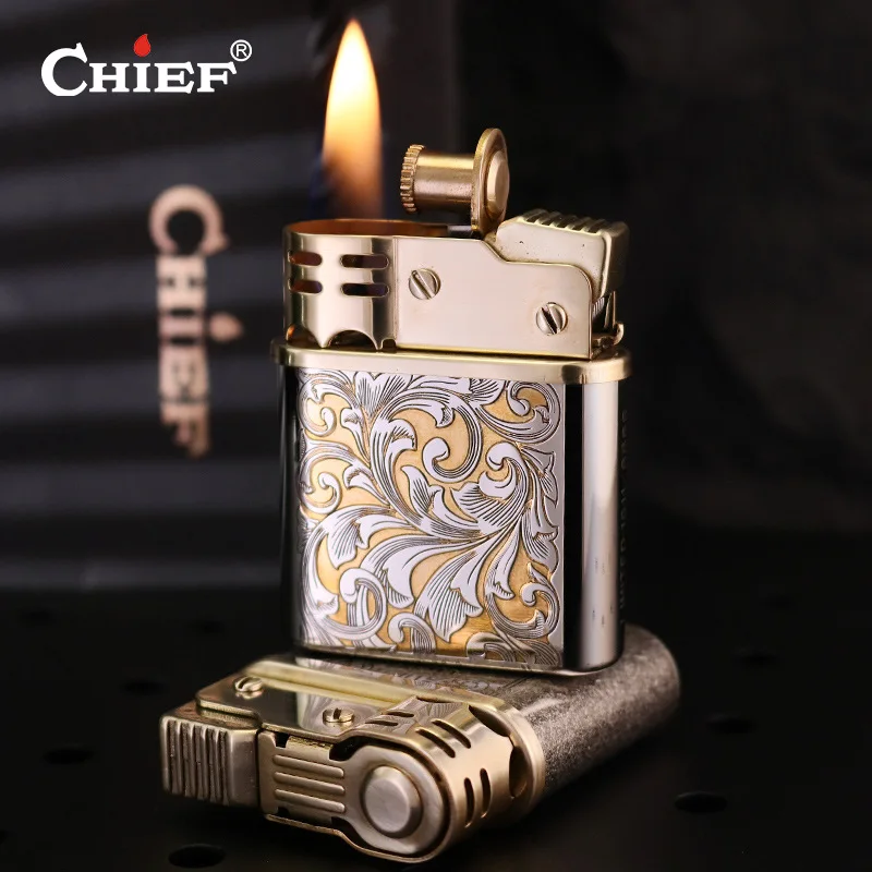 CHIEF Retro Trench kerosenes Lighter Full Brass Antique Metal Gasolines wick flint Lighter Cigarette Accessories Collection
CHIEF Retro Trench kerosenes Lighter Full Brass Antique Metal Gasolines wick flint Lighter Cigarette Accessories Collection