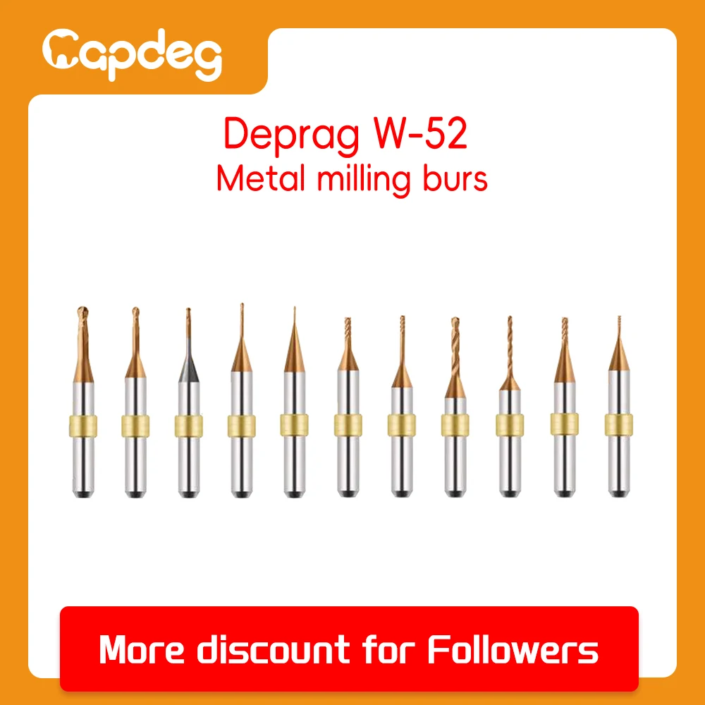 Deprag W-52 Compatible Metal Milling Burs CADCAM Cutter Titanium/Cocr Tools D6mm Shaft 3.0/2.0/1.5/1.0/0.5mm
Deprag W-52 Compatible Metal Milling Burs CADCAM Cutter Titanium/Cocr Tools D6mm Shaft 3.0/2.0/1.5/1.0/0.5mm
