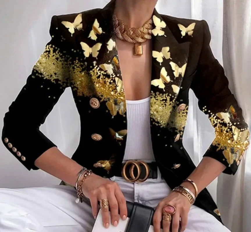 New Womens Coat Season Print Konishi Decoration Body Stylish Short Double-breasted Top Women
New Womens Coat Season Print Konishi Decoration Body Stylish Short Double-breasted Top Women