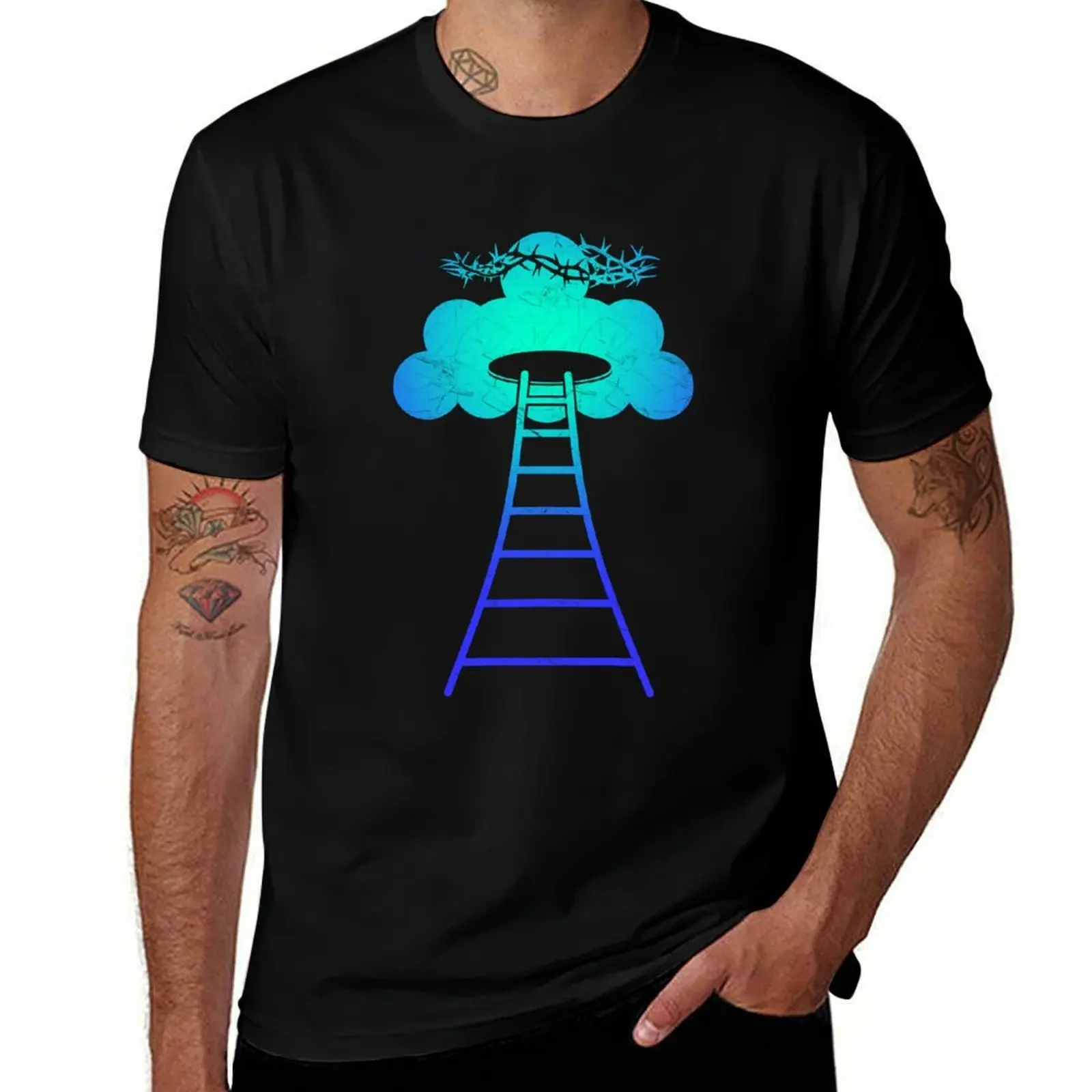 Abstract Jesus Christ Ascension to Heaven – Simple Ladder to Heaven (Cloud) Concept Minimal Design Blue Green Turquoise T-Shirt
Abstract Jesus Christ Ascension to Heaven – Simple Ladder to Heaven (Cloud) Concept Minimal Design Blue Green Turquoise T-Shirt