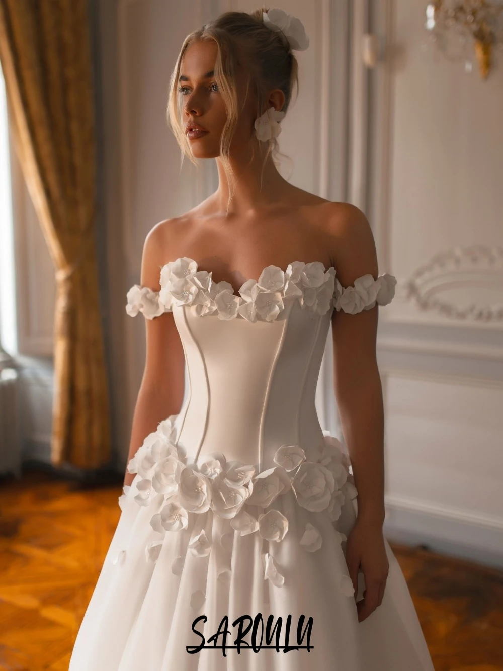 Princess White Flowers Corset Wedding Dress Sweet Off Shoulder A Line Charming Customized Women Wear Elegant Buttons Back Bridal
Princess White Flowers Corset Wedding Dress Sweet Off Shoulder A Line Charming Customized Women Wear Elegant Buttons Back Bridal