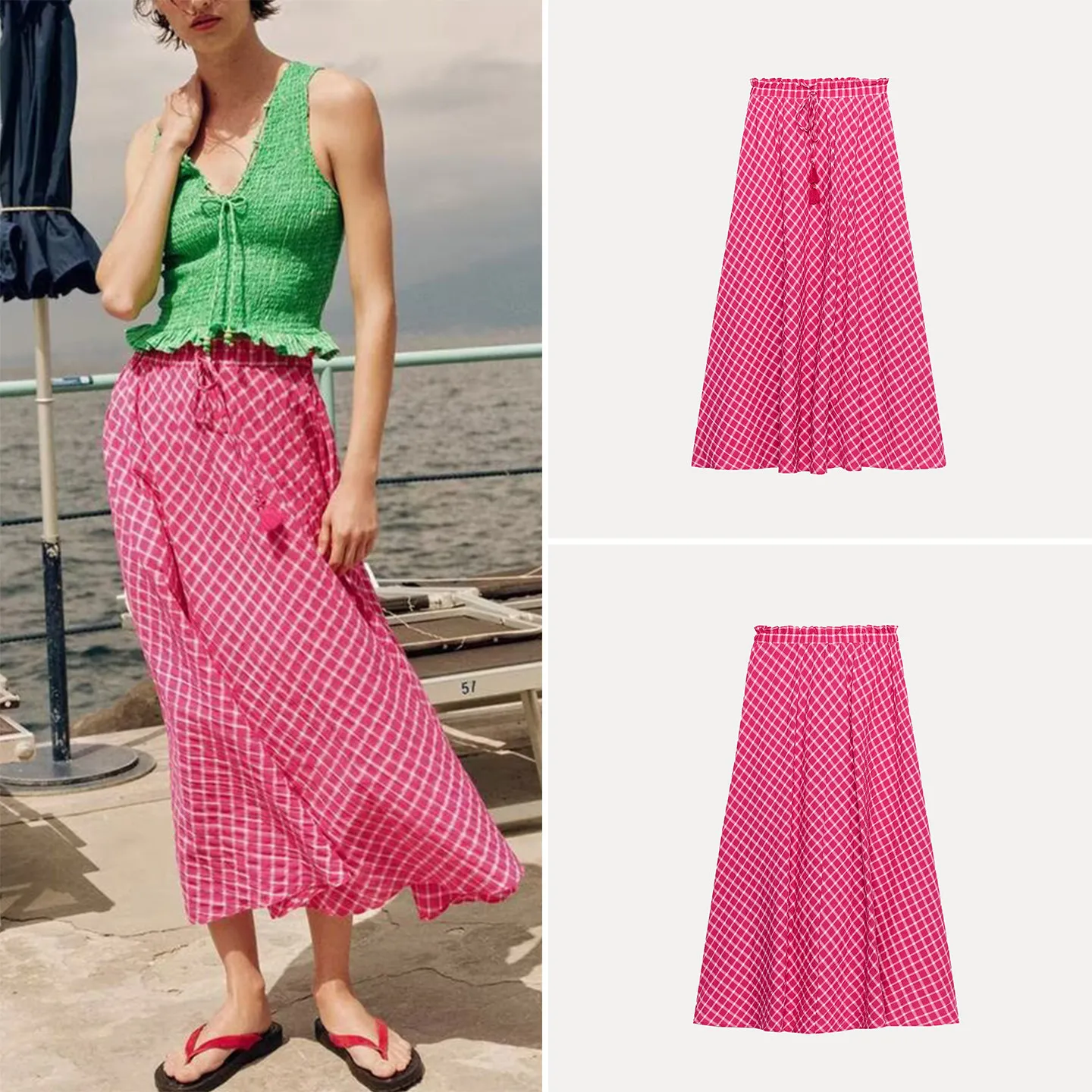Women's Summer 2026 Plaid A-Line Skirt Elastic Waist Loose Fit Belted Midi Skirts Standard Version Other Material
Women's Summer 2026 Plaid A-Line Skirt Elastic Waist Loose Fit Belted Midi Skirts Standard Version Other Material