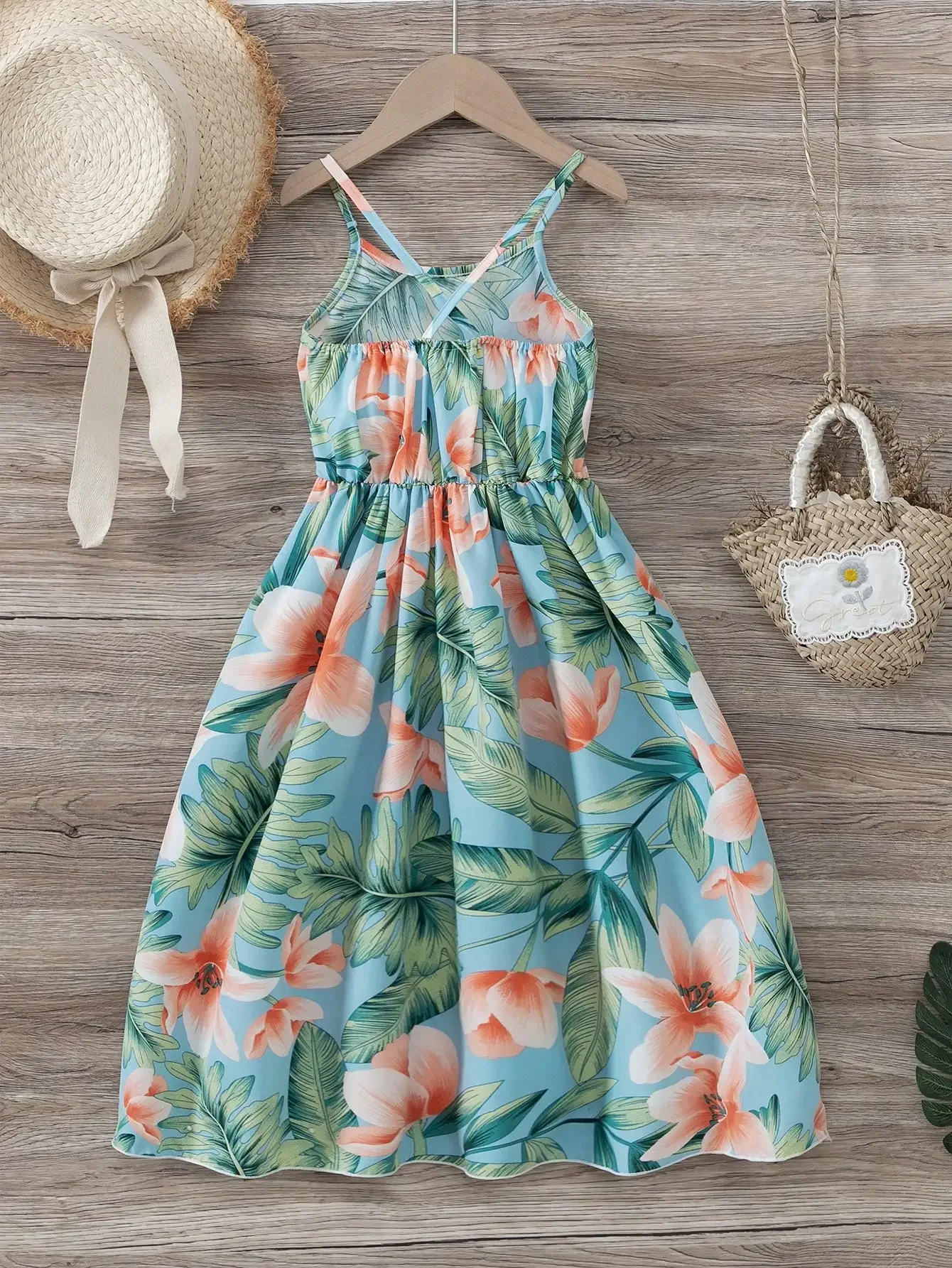 Women Tropical Floral Print Lace Trim Sleeveless Summer Vacation Dress
Women Tropical Floral Print Lace Trim Sleeveless Summer Vacation Dress
