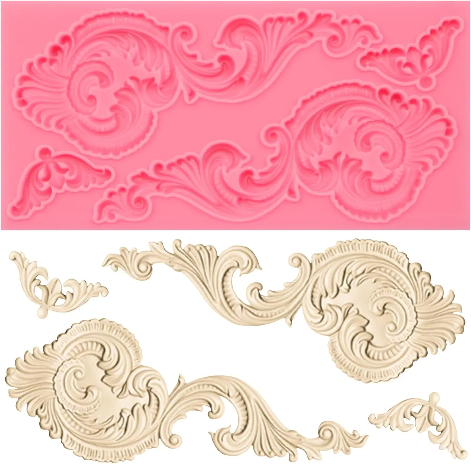 VERIDIAN Baroque Scroll Silicone Fondant Mold, Vintage Decorative Pattern for Cake Decorating,Chocolate Mould Epoxy Resin Molds
VERIDIAN Baroque Scroll Silicone Fondant Mold, Vintage Decorative Pattern for Cake Decorating,Chocolate Mould Epoxy Resin Molds