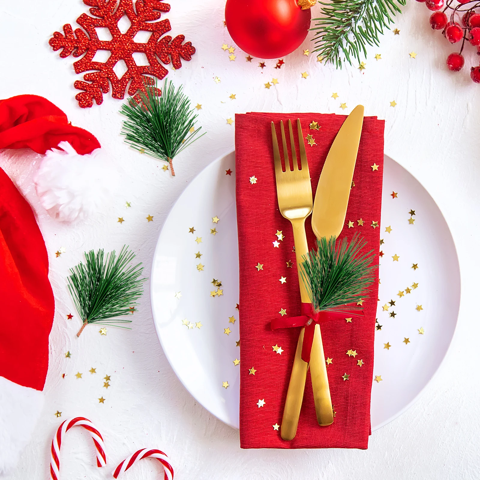 30Pcs Lifelike Pine Branches Simulated Green Foliage for Christmas Wedding Event Decor Realistic Artificial Plants DIY
30Pcs Lifelike Pine Branches Simulated Green Foliage for Christmas Wedding Event Decor Realistic Artificial Plants DIY