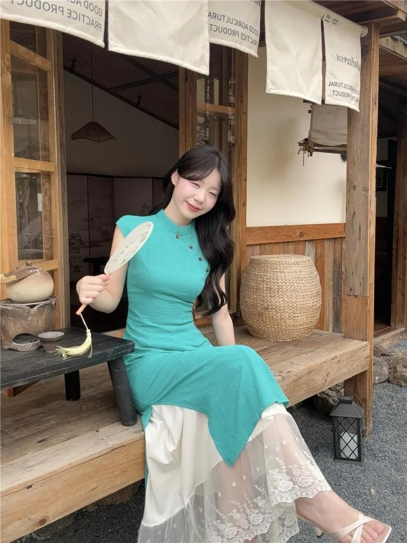 Retro Lace Splicing Midi Dress Set Women's Summer New Style Two-Piece Suit Chinese Traditional Fashion Skirt Ensemble
Retro Lace Splicing Midi Dress Set Women's Summer New Style Two-Piece Suit Chinese Traditional Fashion Skirt Ensemble