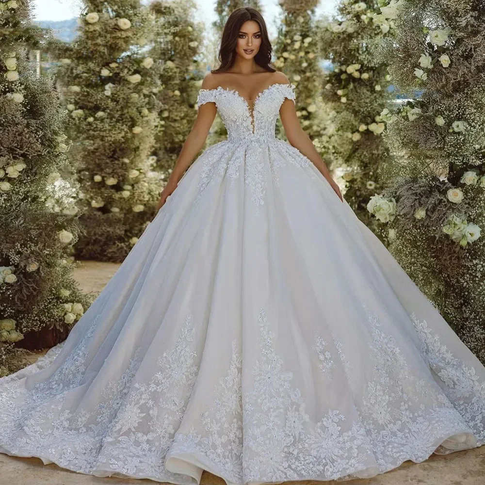 Customzied Ball Gown Wedding Dresses Sweetheart Off The Shoulder vestido de novia Lace Appliques Beaded Robe De Mariee
Customzied Ball Gown Wedding Dresses Sweetheart Off The Shoulder vestido de novia Lace Appliques Beaded Robe De Mariee