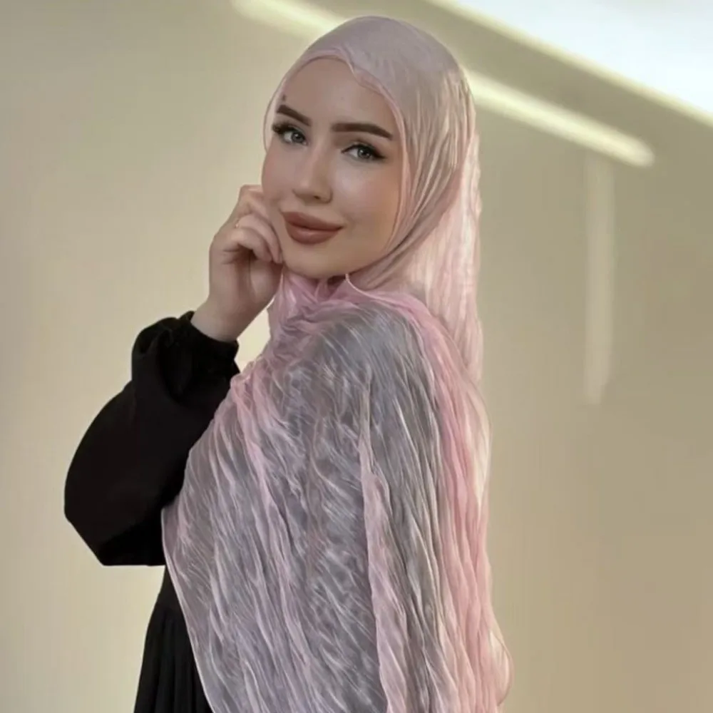 Simple Solid Color Shiny Bubble Crepe Hijab Thin Long Musulman Hijab Scarf Pleated Sunscreen Islamic Turban Women Female
Simple Solid Color Shiny Bubble Crepe Hijab Thin Long Musulman Hijab Scarf Pleated Sunscreen Islamic Turban Women Female