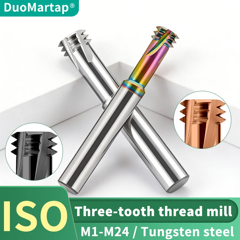 DuoMartap Tungsten Steel Three Tooth Thread Milling Cutter M1.4-M16 * 100L / Extra Long Shank CNC Internal Thread Mill
DuoMartap Tungsten Steel Three Tooth Thread Milling Cutter M1.4-M16 * 100L / Extra Long Shank CNC Internal Thread Mill