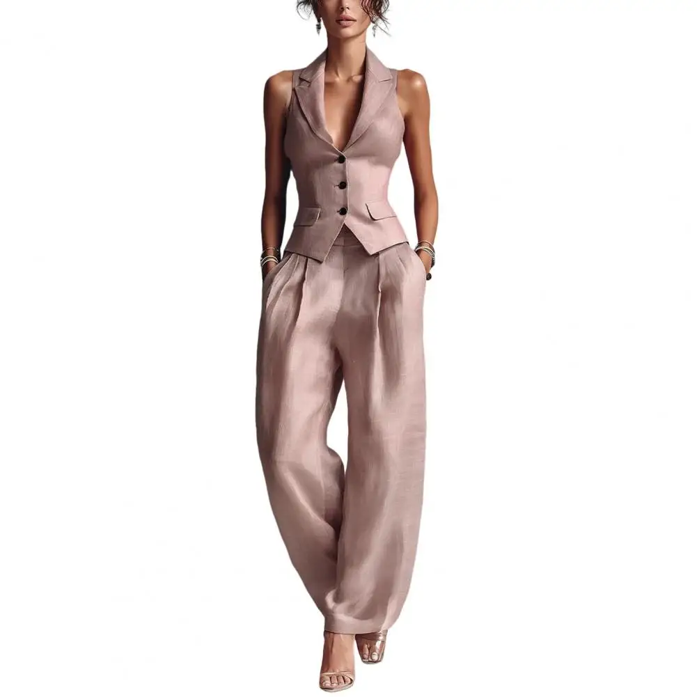 Women Outfit Women Two-piece Suit Women's Summer Two-piece Set Button-down Vest Wide Leg Pants Matching Outfit Business Workwear
Women Outfit Women Two-piece Suit Women's Summer Two-piece Set Button-down Vest Wide Leg Pants Matching Outfit Business Workwear