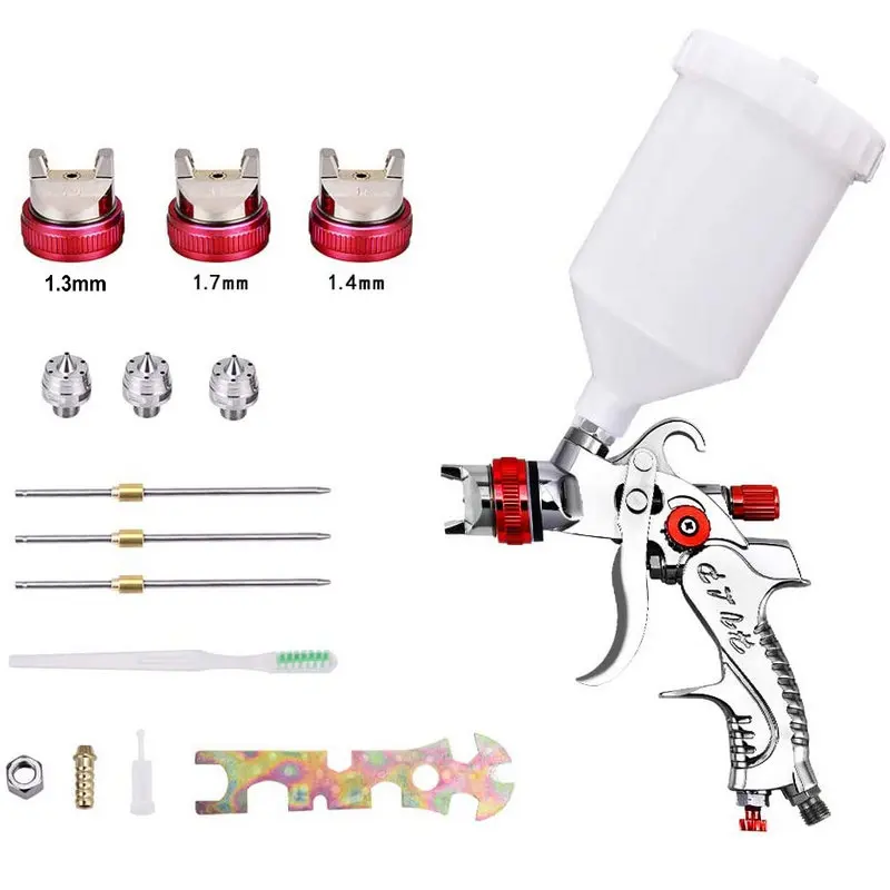 Sicopro HVLP Gravity Feed Air Spray Gun 3 Nozzles 1.3MM, Professional Paint Tools Kits With 600cc Cup For Car Primer
Sicopro HVLP Gravity Feed Air Spray Gun 3 Nozzles 1.3MM, Professional Paint Tools Kits With 600cc Cup For Car Primer