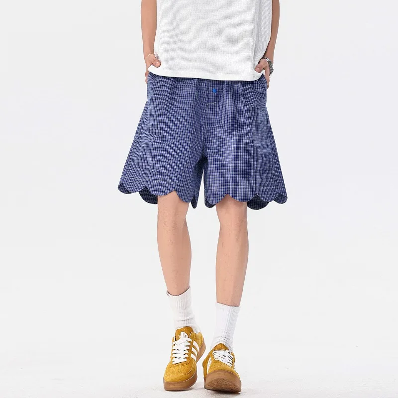 Men Women Dark Blue Plaid Wave Edge Couple Casual Four-point Shorts
Men Women Dark Blue Plaid Wave Edge Couple Casual Four-point Shorts