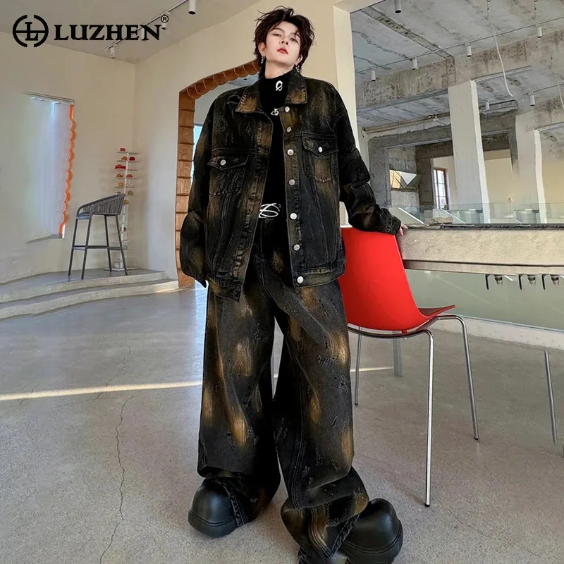 LUZHEN Fashion Personality Wornout Design High Street Two-piece Sets Men Original Denim Jacket Loose Straight Jeans 2024 LZ2963
LUZHEN Fashion Personality Wornout Design High Street Two-piece Sets Men Original Denim Jacket Loose Straight Jeans 2024 LZ2963