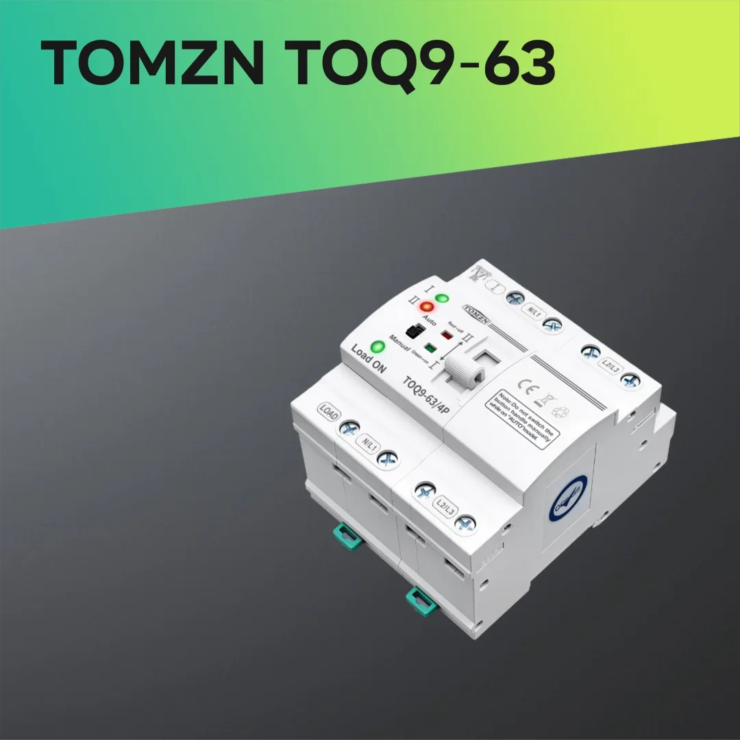 TOMZN TOQ9 Slim Auto Transfer Switch (ATS) – 2P/4P, 63A, 230V AC, DIN Rail Mount, Uninterrupted Power Changeover, Compact Design
TOMZN TOQ9 Slim Auto Transfer Switch (ATS) – 2P/4P, 63A, 230V AC, DIN Rail Mount, Uninterrupted Power Changeover, Compact Design