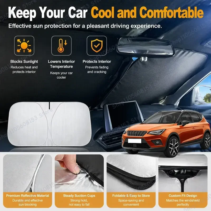 For SEAT Ibiza Leon Arona Ateca Tarraco Toledo Mii Alhambra Altea Car Windshield Sun Shade UV Protection Heat Reflective
For SEAT Ibiza Leon Arona Ateca Tarraco Toledo Mii Alhambra Altea Car Windshield Sun Shade UV Protection Heat Reflective