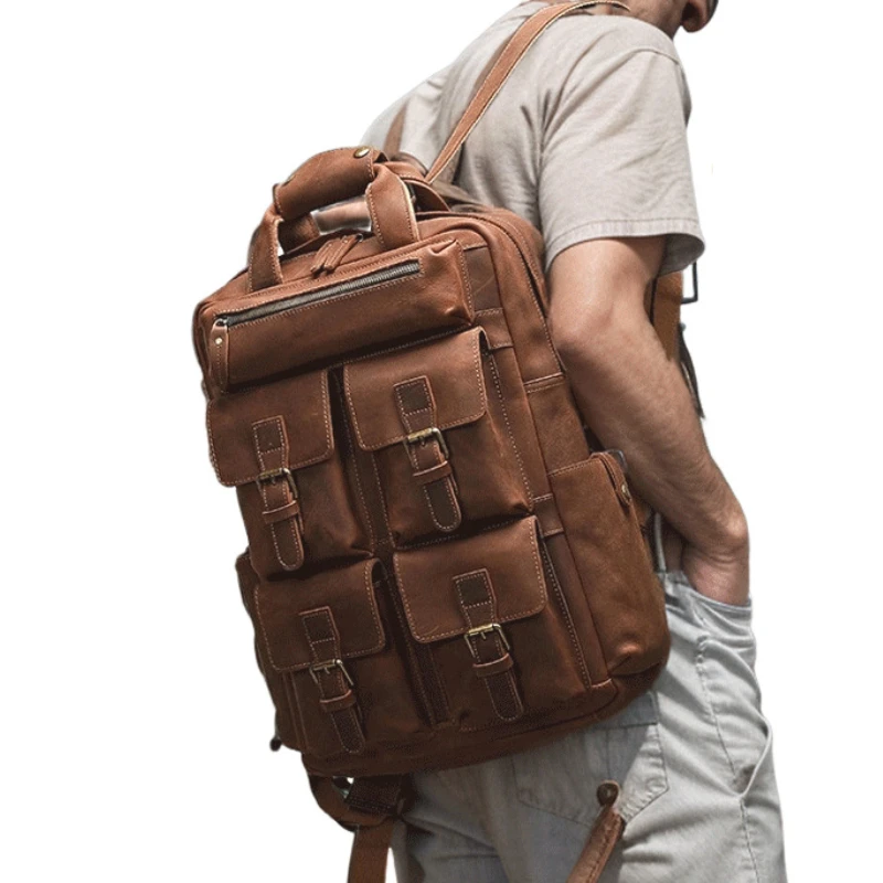Outdoor Travel Backpack Genuine Leather Men's Backpack Vintage Fitness Bag Laptop Backpack Schoolbag for Laptop 16 Inch
Outdoor Travel Backpack Genuine Leather Men's Backpack Vintage Fitness Bag Laptop Backpack Schoolbag for Laptop 16 Inch