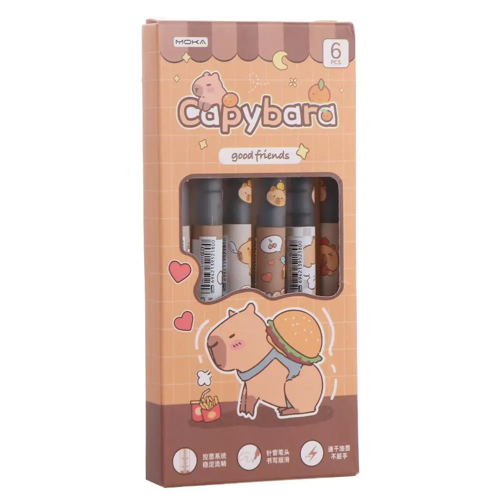 6PCS Aesthetic Capybara Gel Pen Boxed Black Ink Straight Liquid Ballpoint Pen Signature Writing 0.5mm Neutral Pen School Office
6PCS Aesthetic Capybara Gel Pen Boxed Black Ink Straight Liquid Ballpoint Pen Signature Writing 0.5mm Neutral Pen School Office