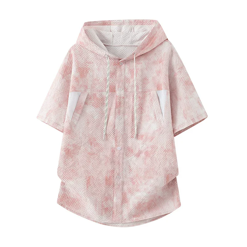 Men's Streetwear Tie Dye Hooded Button-Down Shirt Casual Loose Fit Short Sleeve Sun Protection Tops Summer Couple Hooded Shirts
Men's Streetwear Tie Dye Hooded Button-Down Shirt Casual Loose Fit Short Sleeve Sun Protection Tops Summer Couple Hooded Shirts